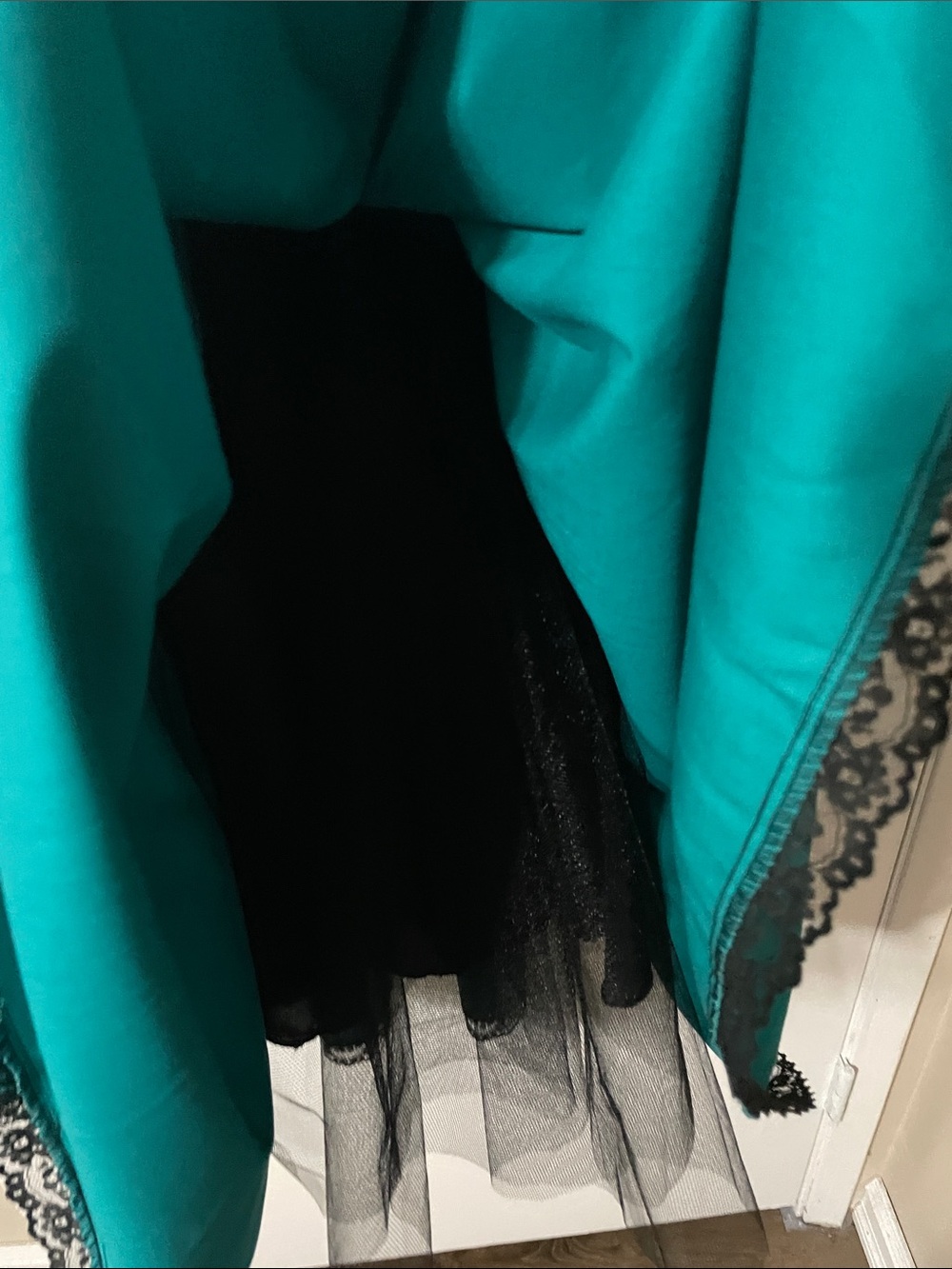 Vintage Inspired Blackbird Studio Turquoise with Floral Print Dress Size Medium - Picture 9 of 12